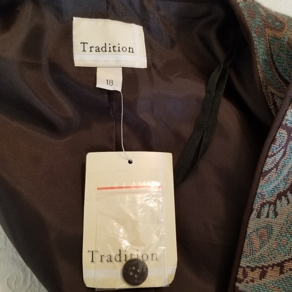 New Tradition Paisley Print Blue and Brown Blazer Size 18 - Picture 4 of 10